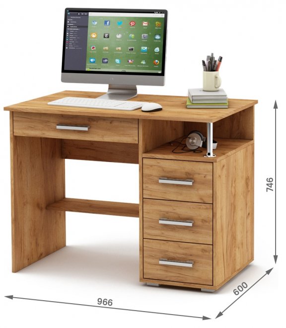 Компьютерный стол Амбер-3Я дуб золотистый