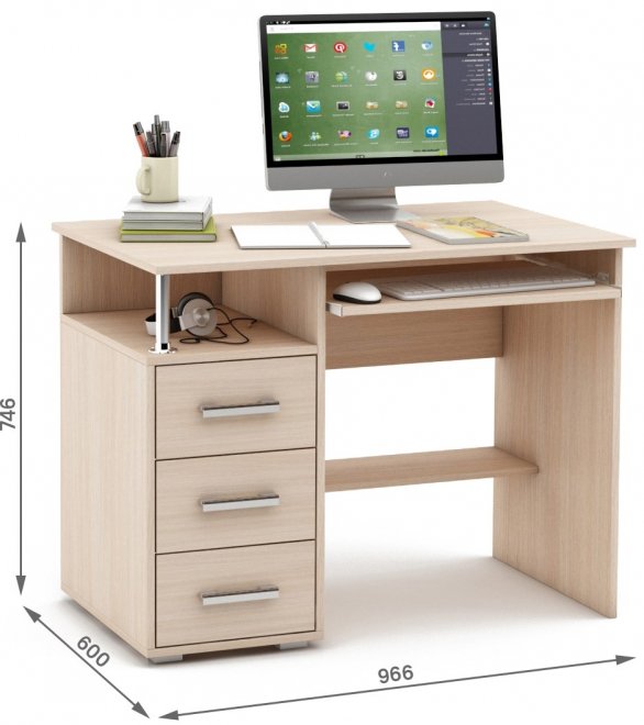 Компьютерный стол Амбер-4К дуб молочный