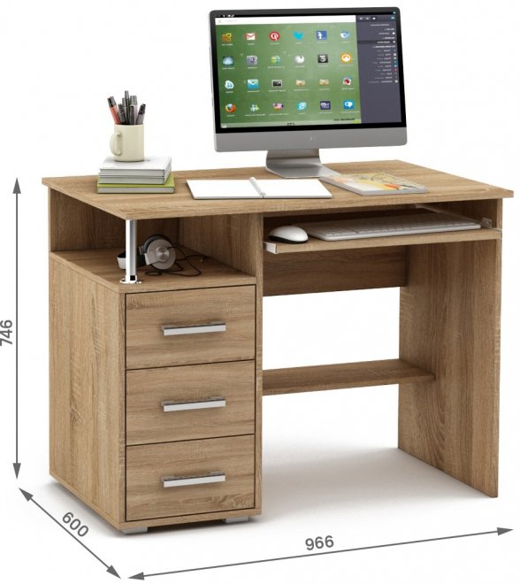 Компьютерный стол Амбер-4К дуб сонома