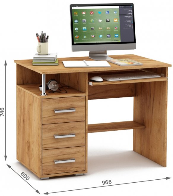 Компьютерный стол Амбер-4К дуб золотистый