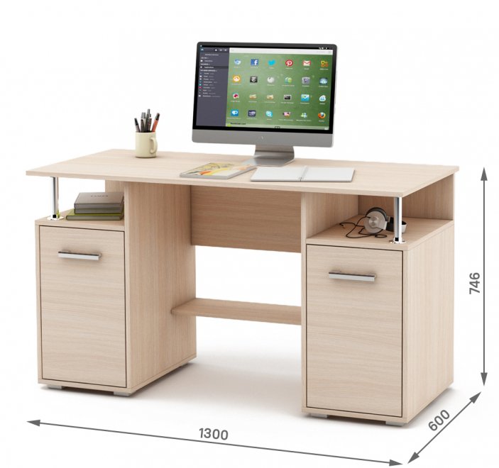 Компьютерный стол Амбер-5 дуб молочный