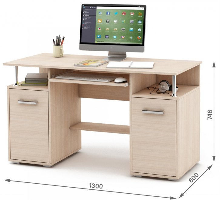 Компьютерный стол Амбер-5К дуб молочный