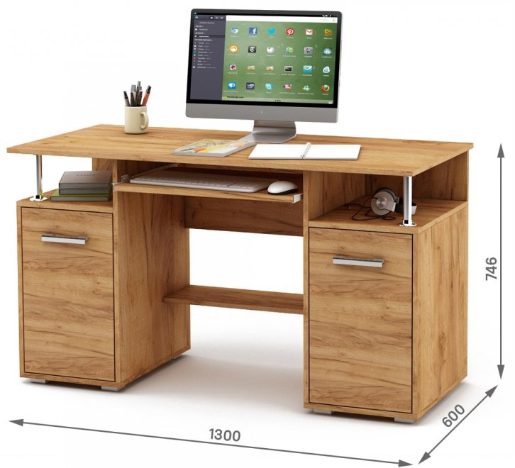 Компьютерный стол Амбер-5К дуб золотистый