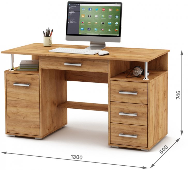 Компьютерный стол Амбер-6Я дуб золотистый