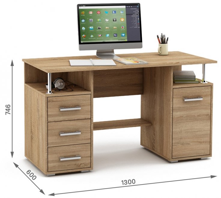 Компьютерный стол Амбер-7 дуб сонома