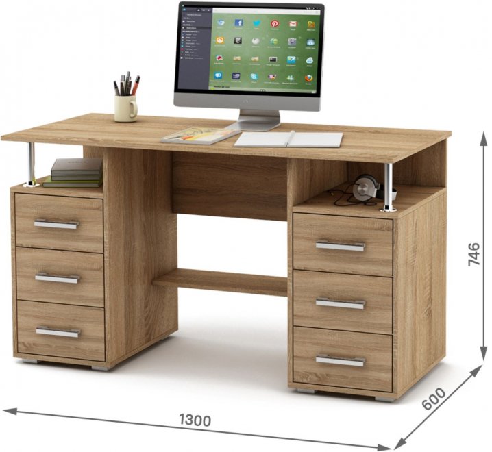 Компьютерный стол Амбер-8 дуб сонома