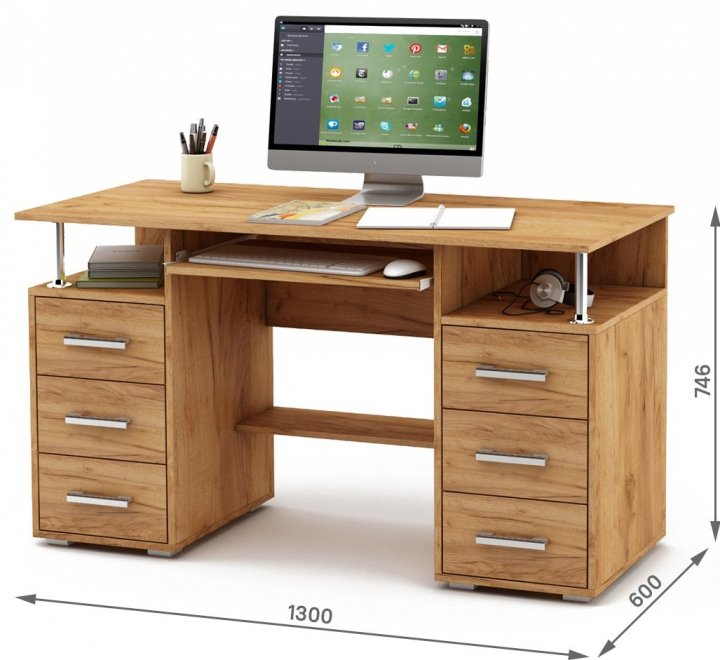 Компьютерный стол Амбер-8К дуб золотистый