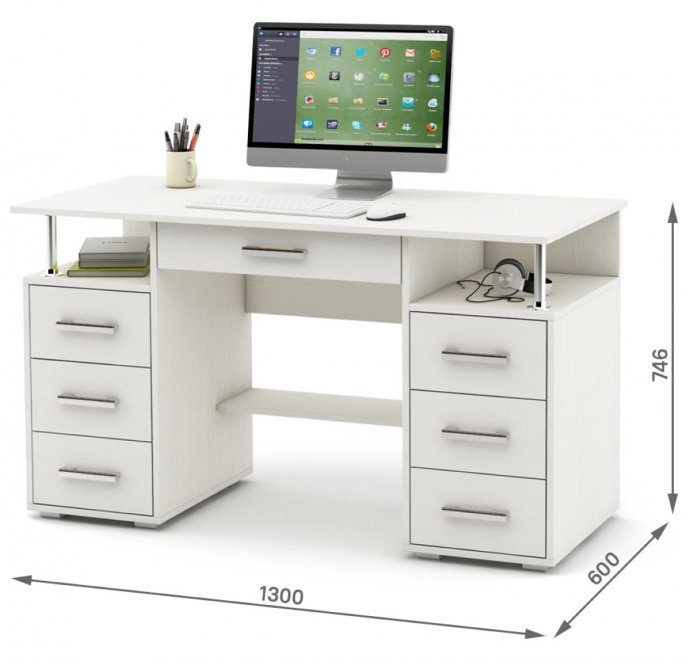 Компьютерный стол Амбер-8Я белый