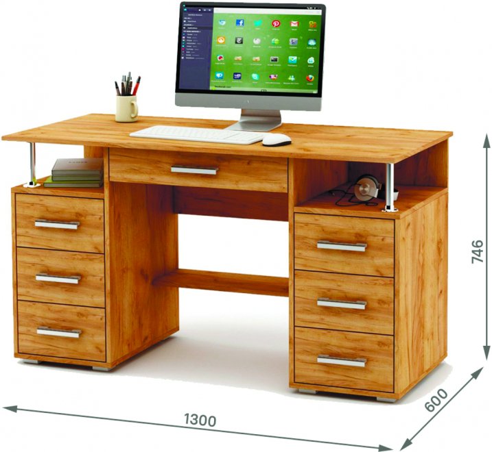 Компьютерный стол Амбер-8Я дуб золотистый