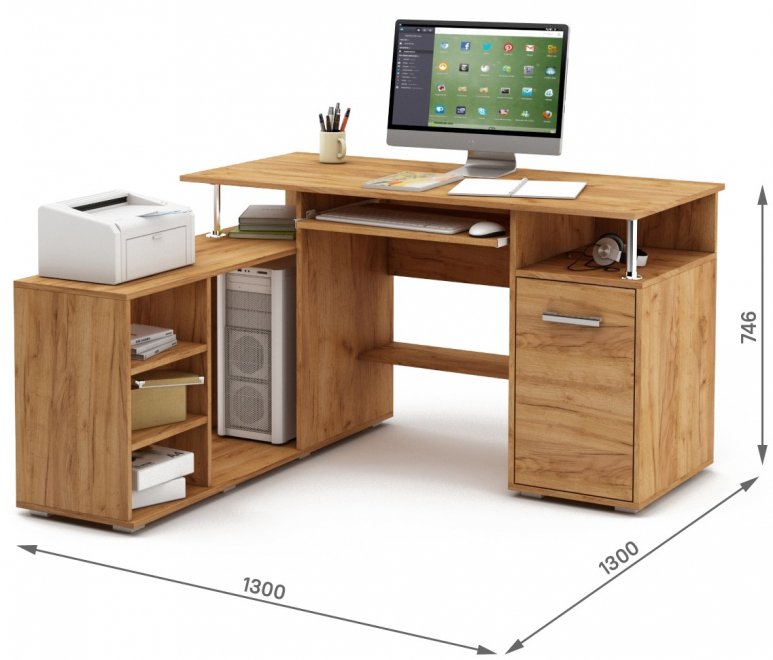 Компьютерный стол Амбер-9К дуб золотистый