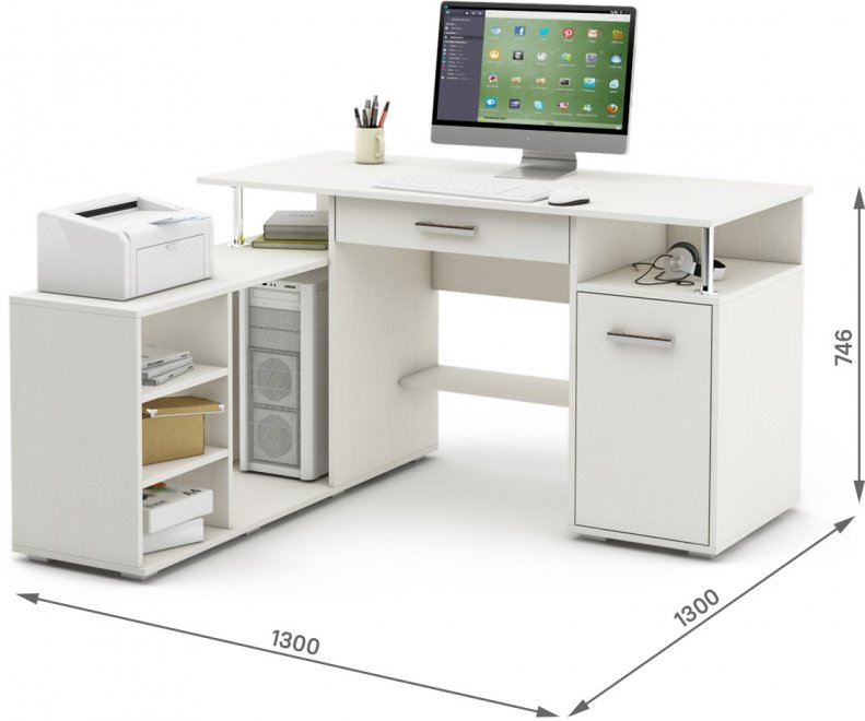 Компьютерный стол Амбер-9Я белый
