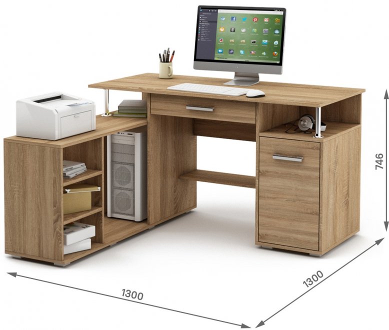 Компьютерный стол Амбер-9Я дуб сонома