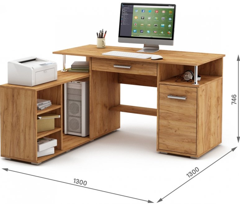 Компьютерный стол Амбер-9Я дуб золотистый