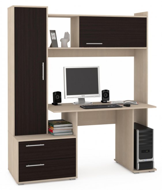 Компьютерный стол Брайтон 2000 СК М дуб паллада / венге магия