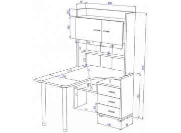 Компьютерный стол Домино СР-133-150 КВ-левый