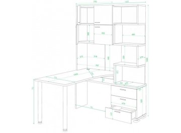 Компьютерный стол Домино СР-500М/140 КШК-Ч-левый