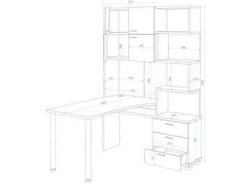 Компьютерный стол Домино СР-500М/160 КШК-Ч-левый