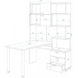 Компьютерный стол Домино СР-500М/160 ШКК-Ч-правый