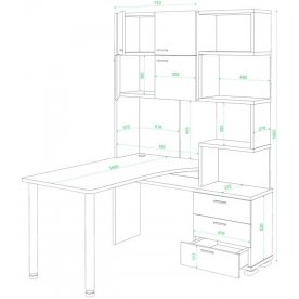 Компьютерный стол Домино СР-500М/190 КШК-Ч-левый