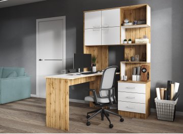 Компьютерный стол Ганор левый дуб вотан / белый