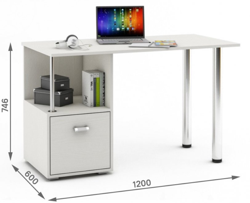 Компьютерный стол Имидж-63 белый