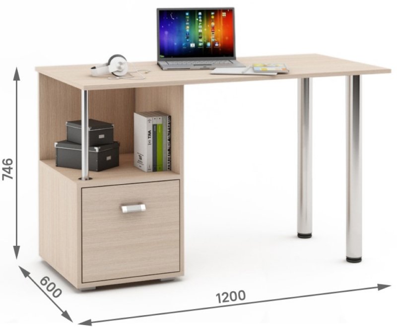 Компьютерный стол Имидж-63 дуб молочный