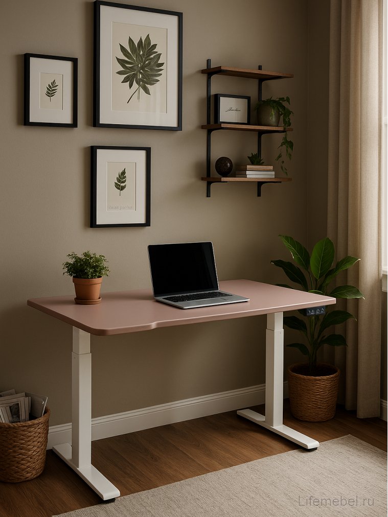 Компьютерный стол Маркос 140х80 розовый / белый