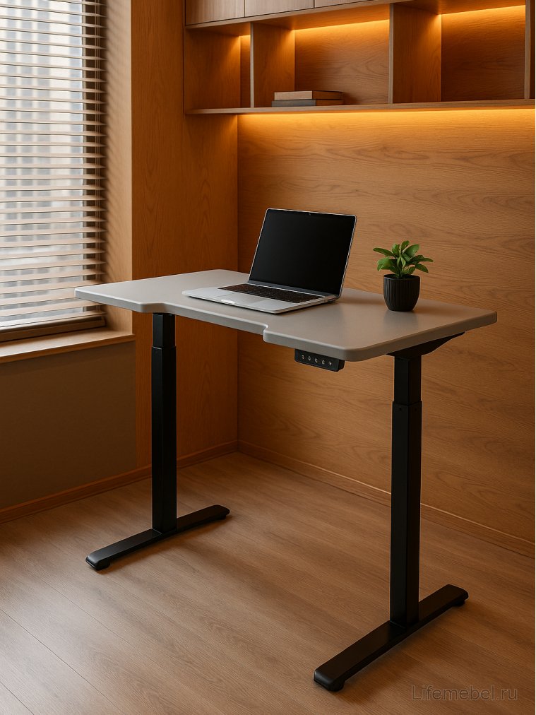 Компьютерный стол Маркос 140х80 светло-серый / черный