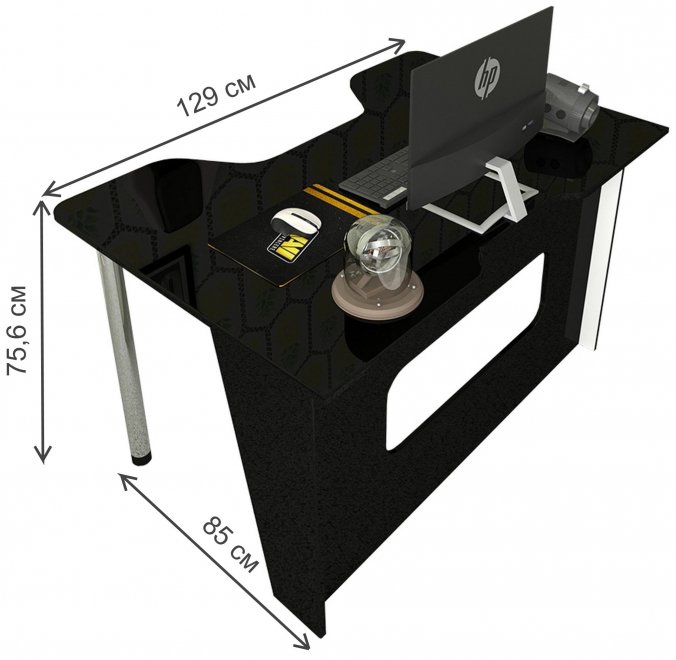 Компьютерный стол Мебелеф-12 черный глянец