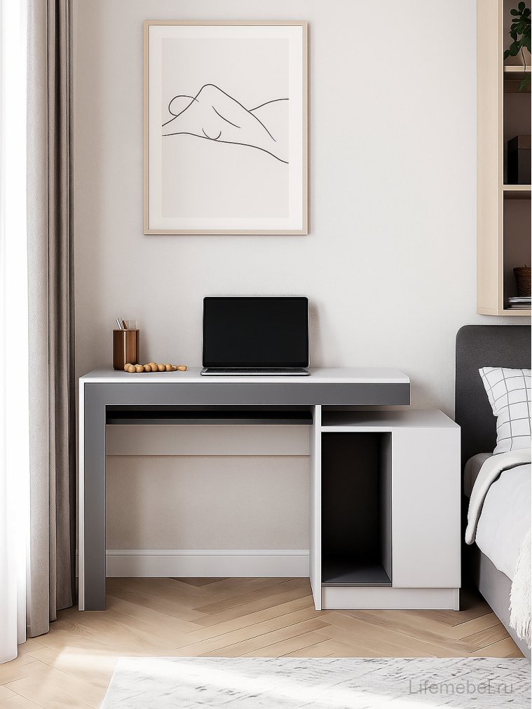 Компьютерный стол Модена белый / графит