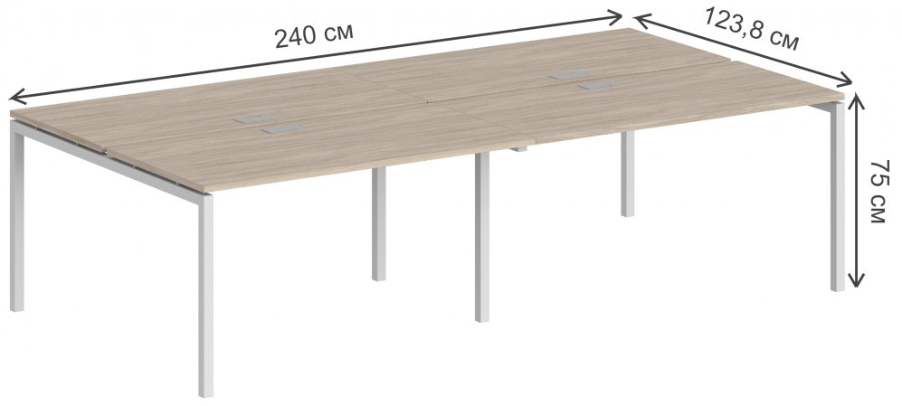 Компьютерный стол SG.251 2400х1238х750 40х40 дуб светлый / белый