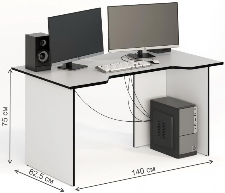 Компьютерный стол СКП-7 GL-7 белый с черным