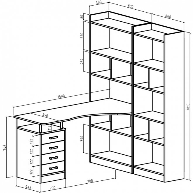 Компьютерный стол Атлант-186 правый дуб молочный