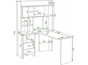 Письменный стол Домино Lite СКЛ-Угл130+НКЛХ-120 КБЕ левый