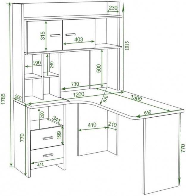 Письменный стол Гарина СКЛ-Угл130+НКЛХ-120 КБЕ левый с надстройкой карамель / белый