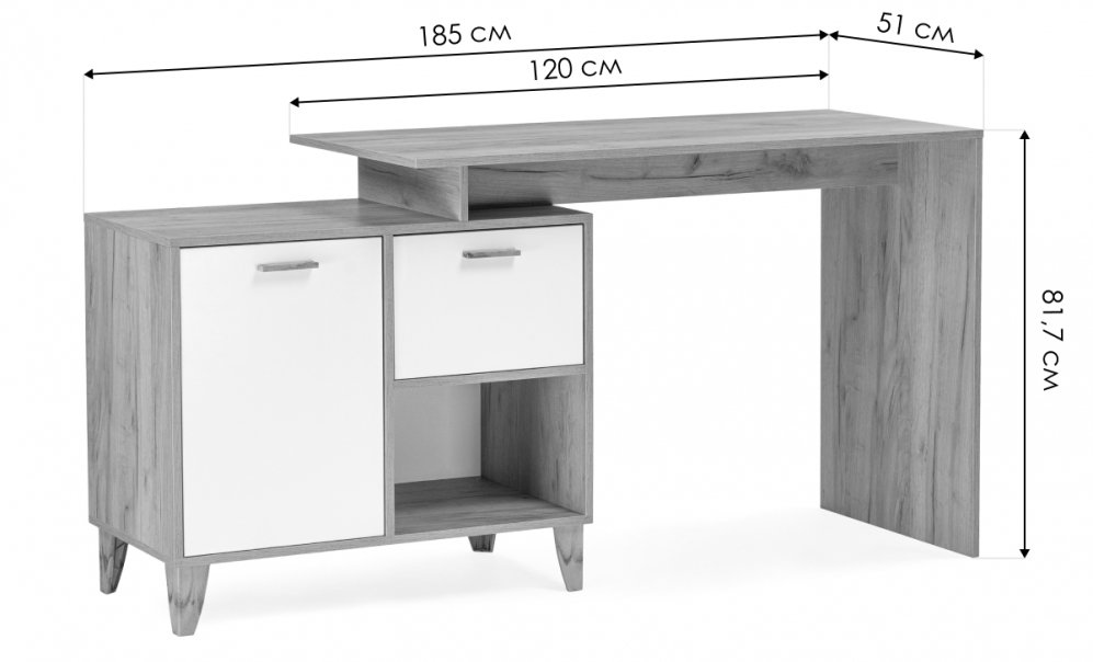 Письменный стол Эго Ст-2 на ножках дуб крафт золотой / камень темный