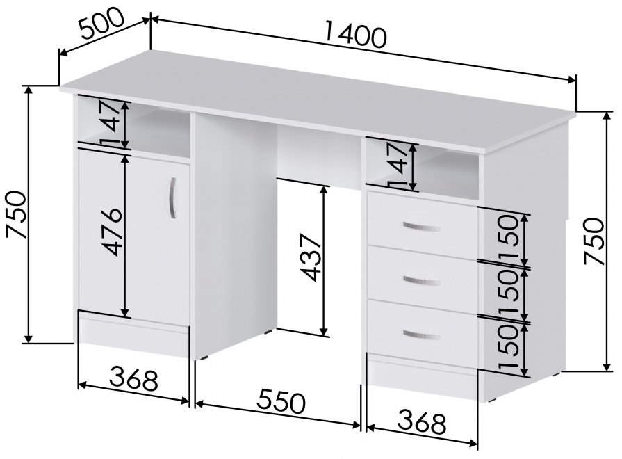 Письменный стол Хит-11 белый