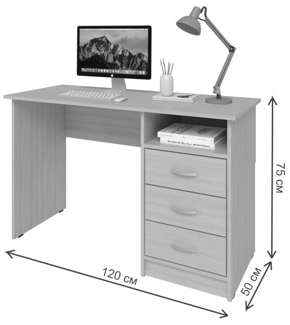 Письменный стол Хит-3 дуб молочный / венге цаво