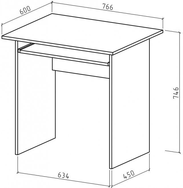 Письменный стол Лайт-1К белый