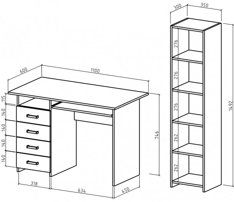 Письменный стол Лайт-4К 145 см белый