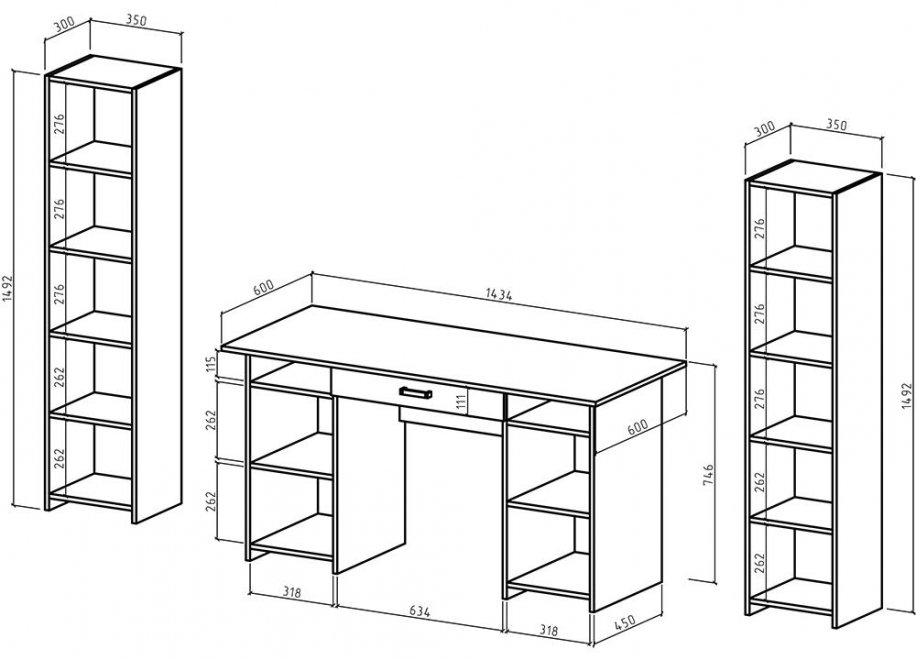 Письменный стол Лайт-6Я 213 см белый