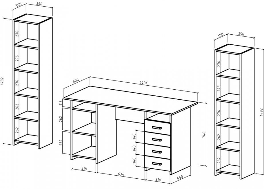 Письменный стол Лайт-7 213 см белый