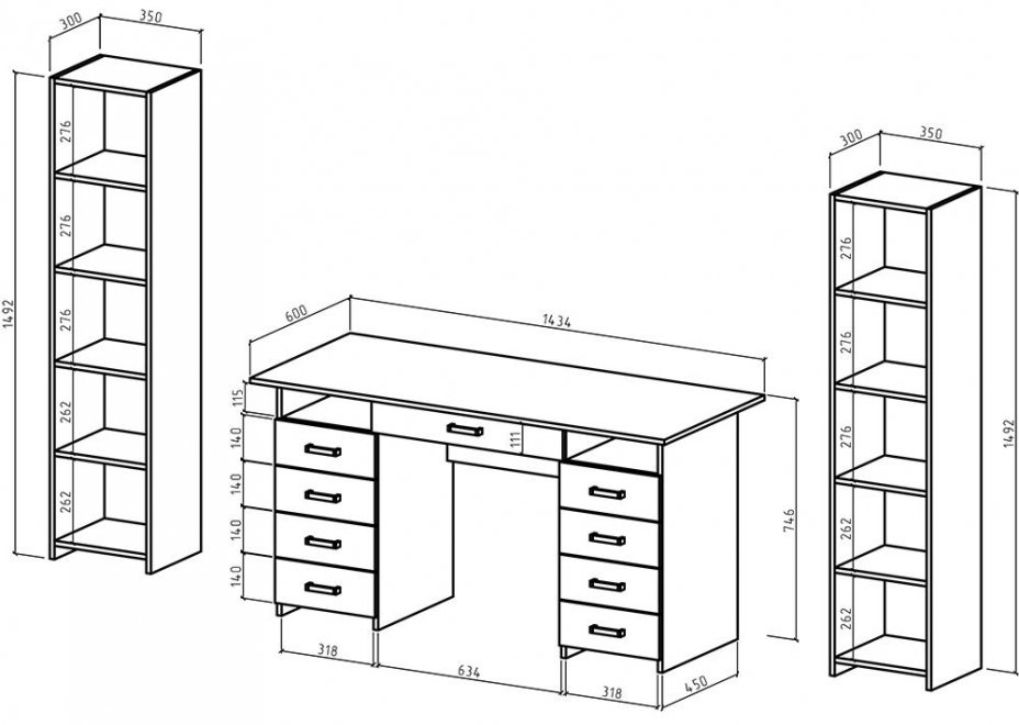 Письменный стол Лайт-9Я 213 см белый