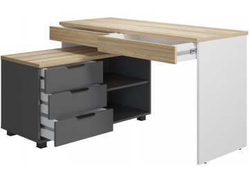 Компьютерный стол Скайлайт СЛ-21К блэквуд ячменный / графит / белый / меренга