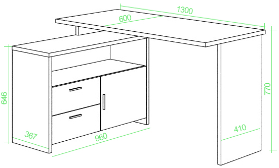 Письменный стол Беланта-ПРЯМ130+ТБЛ БЕН белый / нельсон