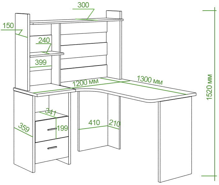 Письменный стол Беланта-Угл130+НКЛ-120 БЕ правый белый