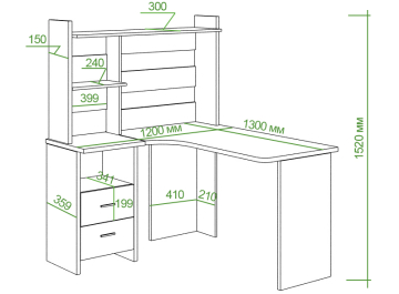 Письменный стол СКЛ-Угл130+НКЛ-120