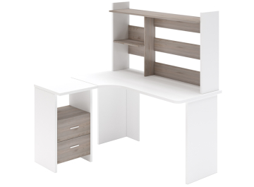 Письменный стол СКЛ-Угл130+НКЛ-120 КБЕ белый / нельсон