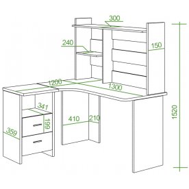 Письменный стол СКЛ-Угл130+НКЛ-130