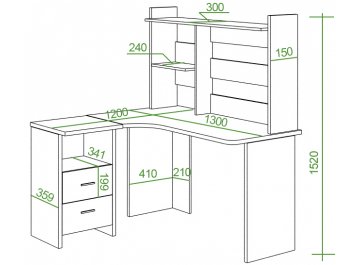 Письменный стол СКЛ-Угл130+НКЛ-130